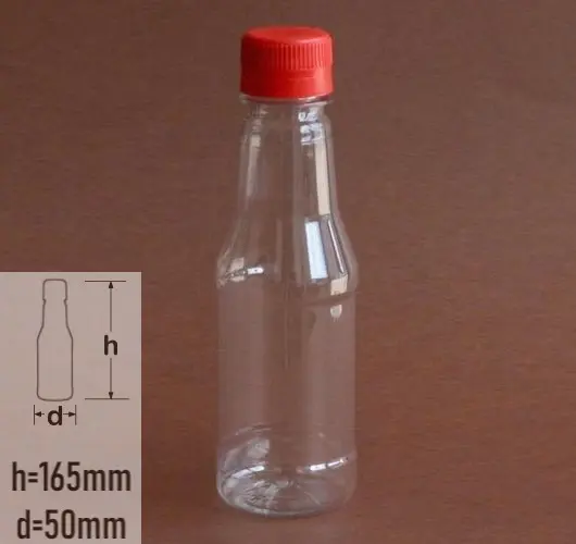 sticla PET 200ml cu capac cu autosigilare rosu